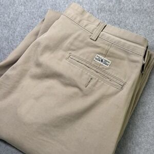 Vintage Polo Ralph Lauren Hammond Pleated Chino Pants Khaki Tan Cuffed Men 36x30
